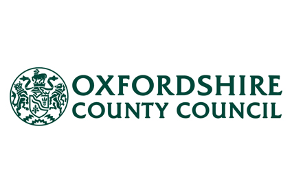 Oxfordshire County Council Logo. Green logo and words on white background.